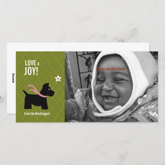 スコッチテリアのクリスマスの写真カード シーズンカード (正面/裏面)