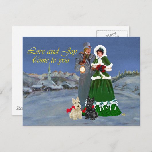 スコッチテリアのクリスマスソング シーズンポストカード (正面/裏面)