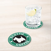 スコッチテリアのコーヒー ラウンドペーパーコースター (インサイチュ)