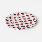 スコッチテリアのパーティーの黒および赤 ペーパープレート (アングル)