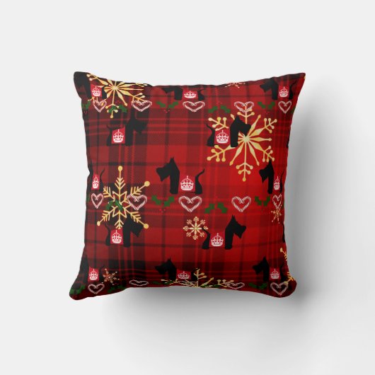 スコッチテリアの休日の王室のな王冠 クッション (裏面)