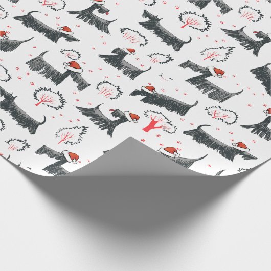 スコッチテリアの休日スコットランドテリア犬のクリスマス ラッピングペーパー (角)