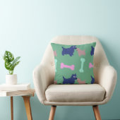 スコッチテリアの子犬の骨 ライトグリーンのクッション クッション (椅子)