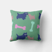 スコッチテリアの子犬の骨 ライトグリーンのクッション クッション (裏面)