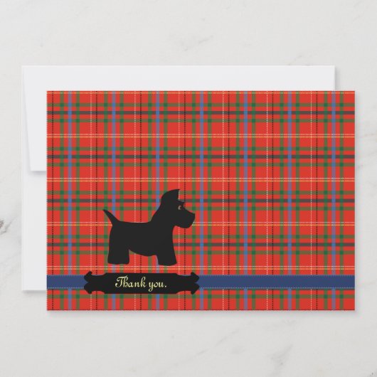 スコッチテリアの格子縞のパーソナライズなカード サンキューカード (正面)