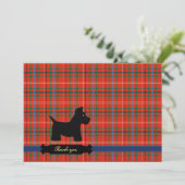 スコッチテリアの格子縞のパーソナライズなカード サンキューカード (スタンド正面)