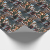 スコッチテリアの犬のクリスマス雪の休暇 ラッピングペーパー (角)