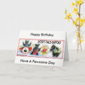 スコッチテリアの石のバースデー・カード カード (黄色い花)