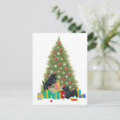 スコッチテリアはクリスマスのギフトを分類します シーズンポストカード (スタンド正面)