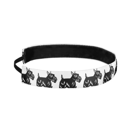 スコッチテリアは白黒伸縮性があるヘッドバンドの後をつけます アスレチックヘッドバンド (左)