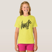 スコッチテリアテリア犬の帽子の袖のTシャツ Tシャツ (正面フル)