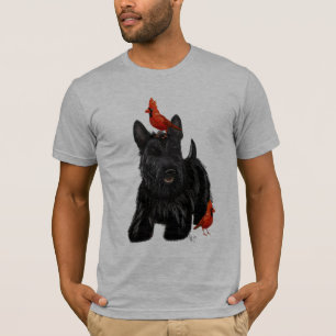 スコッチテリア犬および赤い鳥 Tシャツ