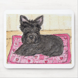 スコッチテリア犬のハートのクッションのmousepadの誕生日 マウスパッド