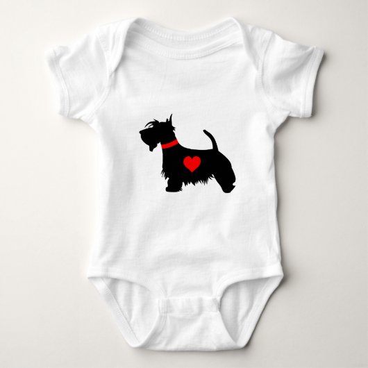 スコッチテリア犬のハートのベビーのクリーパーは/育ちます ベビーボディスーツ (正面)