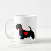スコッチテリア犬のハートのマグ-両側を描いて下さい コーヒーマグカップ (左)