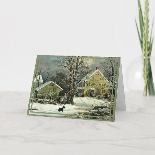 スコッチテリア オールドファッション ウィンター カード (正面)