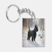 スコッチテリア レットイットスノー クリスマス キーホルダー (正面左)