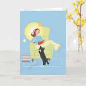 スコッチテリアGalの読書-挨拶状 カード (黄色い花)