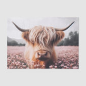 スコッチハイランドカウのワイルドフラワーフィールドデコパージュ 薄葉紙 (正面)