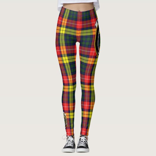 スコッツエクランドブキャナンモダンクレストタータンチェック女性 レギンス (正面)