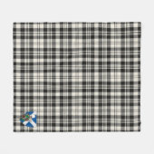 スコッツスコットブラックホワイトエンシェントタータンチェックプレイド フリースブランケット (正面(横))