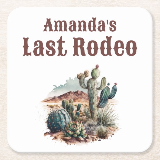 スコッツデールでの最後のランチェロ・バチェロレッテウィークエンド スクエアペーパーコースター (正面)
