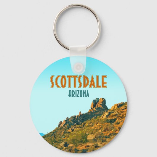 スコッツデールアリゾナサボテンとマウンテンヴィンテージ キーホルダー (正面)