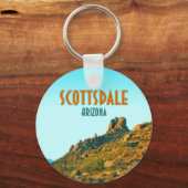 スコッツデールアリゾナサボテンとマウンテンヴィンテージ キーホルダー (正面)