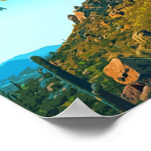 スコッツデールアリゾナサボテンとマウンテンヴィンテージ ポスター (角)