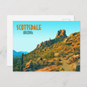 スコッツデールアリゾナサボテンとマウンテンヴィンテージ ポストカード (正面/裏面)