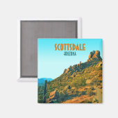 スコッツデールアリゾナサボテンとマウンテンヴィンテージ マグネット (正面/裏面)