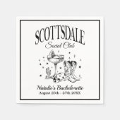 スコッツデール独身最後の夜ヴィンテージ黒紙 スタンダードカクテルナプキン (正面)