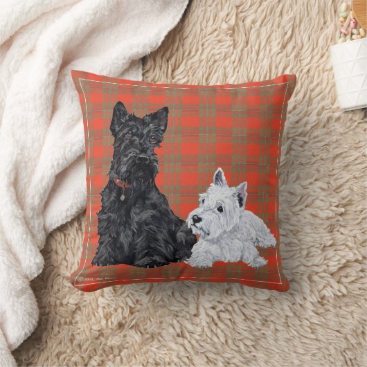 スコッティとウェスティーのアップ – テリア枕 クッション (ブランケット)