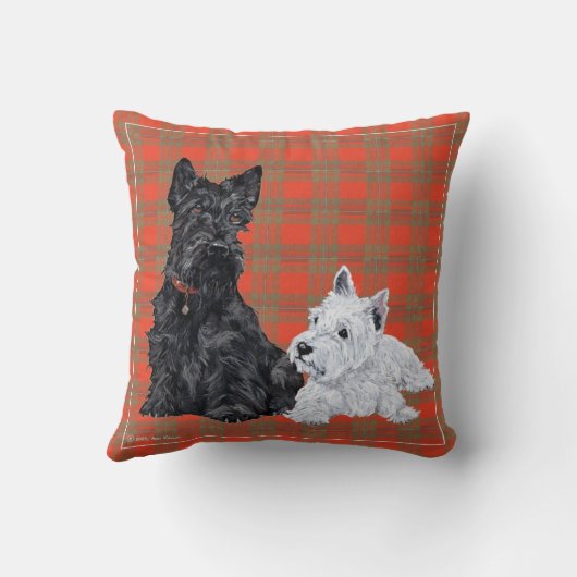 スコッティとウェスティーのアップ – テリア枕 クッション (裏面)