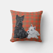 スコッティとウェスティーのアップ – テリア枕 クッション (正面)