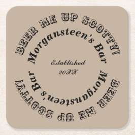 スコッティをビール！バーまたは人間の洞窟名 スクエアペーパーコースター