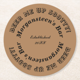 スコッティをビール！バーまたは人間の洞窟名 ラウンドペーパーコースター