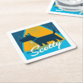 スコッティを上げる スクエアペーパーコースター (アングル)