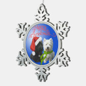 スコッティアンドウェスティーオーナメント スノーフレークピューターオーナメント (右)