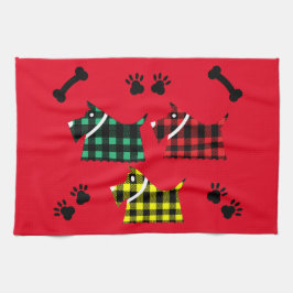 スコッティテリア犬かわいいテリアおもしろいズがThrを繁殖 キッチンタオル