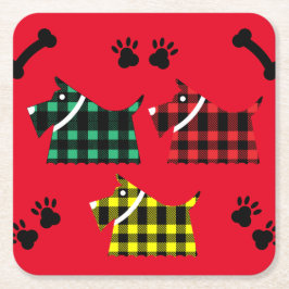 スコッティテリア犬かわいいテリアおもしろいズがThrを繁殖 スクエアペーパーコースター