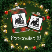 スコッティドッグパーソナライズされたグリーンレッドプレイドタータンチェック ゴルフタオル