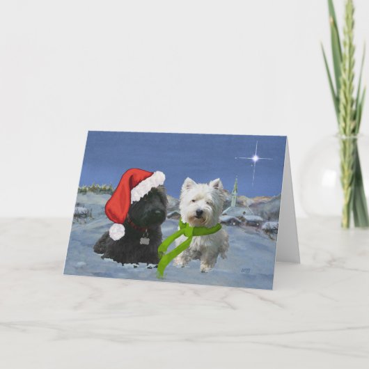 スコッティーとウェスティーのクリスマススター シーズンカード (正面)