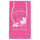 スコッティードッグ赤ちゃんシャワースコティッシュテリアピンク スモールペーパーバッグ (正面)