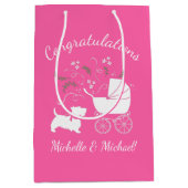 スコッティードッグ赤ちゃんシャワースコティッシュテリアピンク ミディアムペーパーバッグ (正面)