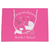 スコッティードッグ赤ちゃんシャワースコティッシュテリアピンク ラージペーパーバッグ (正面)