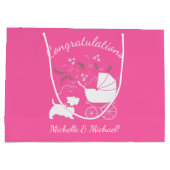 スコッティードッグ赤ちゃんシャワースコティッシュテリアピンク ラージペーパーバッグ (裏面)