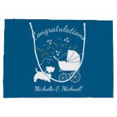 スコッティードッグ赤ちゃんシャワースコティッシュテリアブルー ラージペーパーバッグ (裏面)