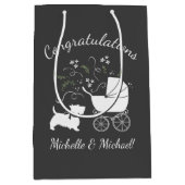 スコッティードッグ赤ちゃんシャワーパピースコティッシュテリアグレー ミディアムペーパーバッグ (正面)