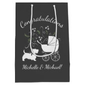 スコッティードッグ赤ちゃんシャワーパピースコティッシュテリアグレー ミディアムペーパーバッグ (裏面)